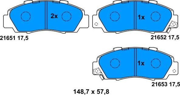 ATE-APAC 13.0465-5982.2 - Комплект спирачно феродо, дискови спирачки vvparts.bg