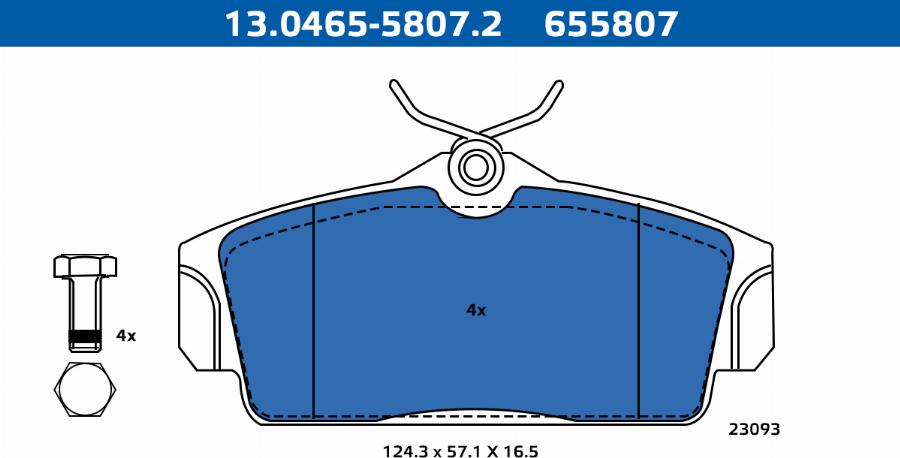 ATE-APAC 13.0465-5807.2 - Комплект спирачно феродо, дискови спирачки vvparts.bg