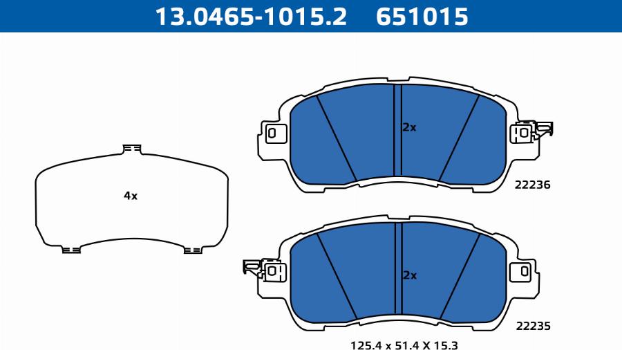 ATE-APAC 13.0465-1015.2 - Комплект спирачно феродо, дискови спирачки vvparts.bg