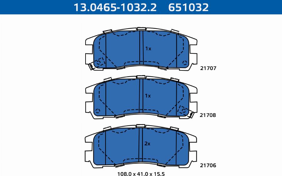 ATE-APAC 13.0465-1032.2 - Комплект спирачно феродо, дискови спирачки vvparts.bg