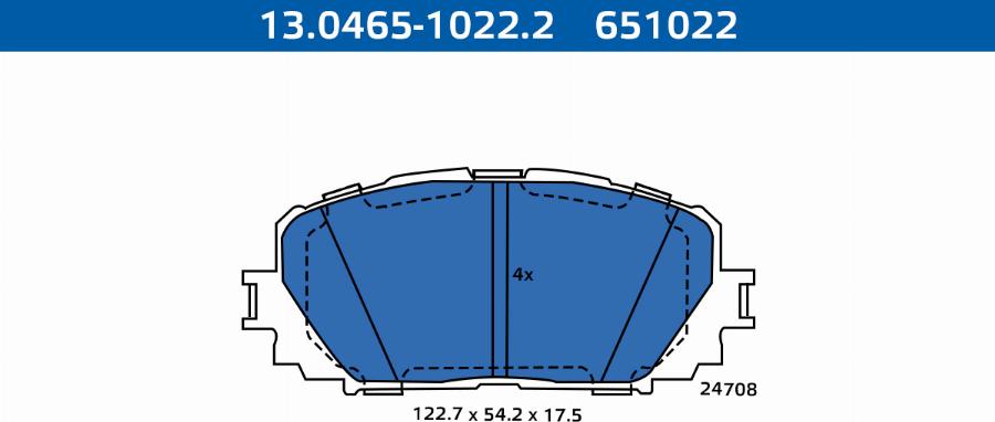 ATE-APAC 13.0465-1022.2 - Комплект спирачно феродо, дискови спирачки vvparts.bg