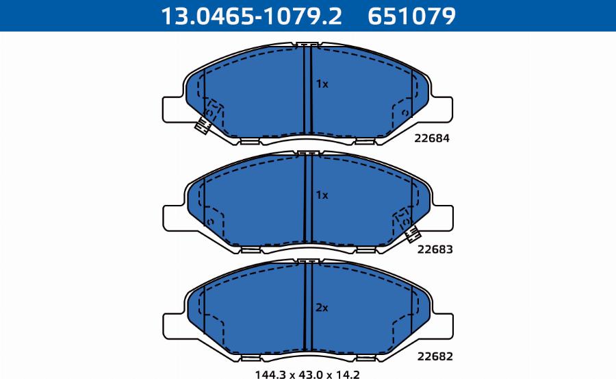 ATE-APAC 13.0465-1079.2 - Комплект спирачно феродо, дискови спирачки vvparts.bg