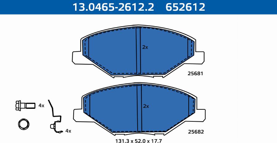 ATE-APAC 13.0465-2612.2 - Комплект спирачно феродо, дискови спирачки vvparts.bg
