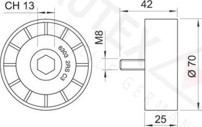 Autex 651847 - Паразитна / водеща ролка, пистов ремък vvparts.bg