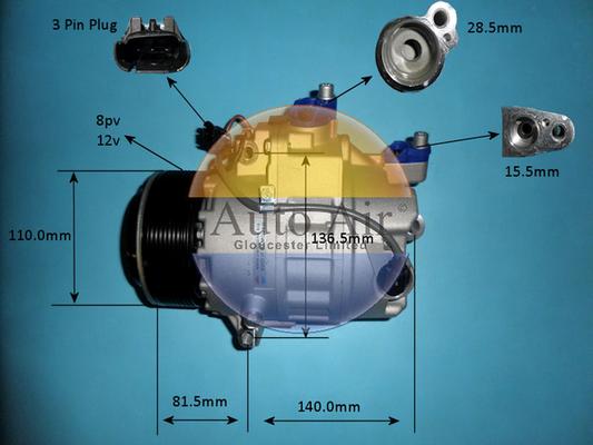 Auto Air Gloucester 14-0848P - Компресор, климатизация vvparts.bg