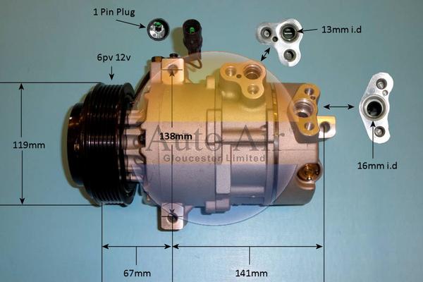 Auto Air Gloucester 14-2061p - Компресор, климатизация vvparts.bg