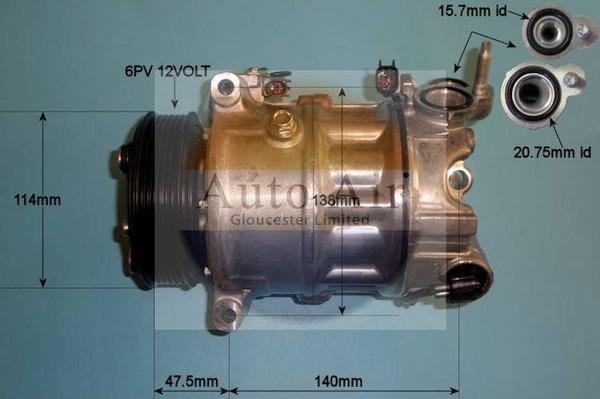 Auto Air Gloucester 14-2067P - Компресор, климатизация vvparts.bg