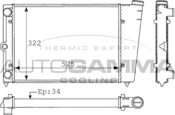 Autogamma 101037 - Радиатор, охлаждане на двигателя vvparts.bg