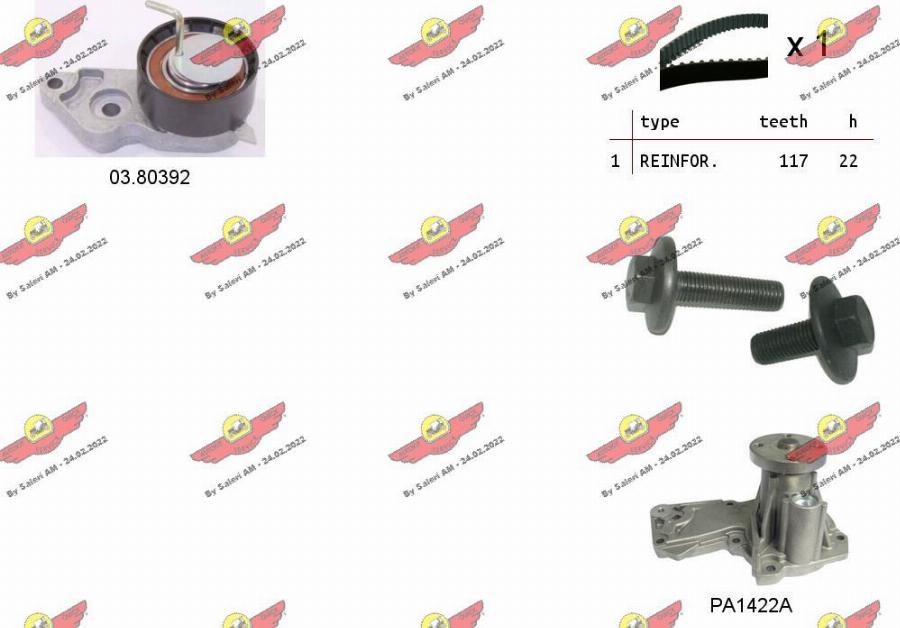 Autokit 04.5058PA2 - Водна помпа+ к-кт ангренажен ремък vvparts.bg