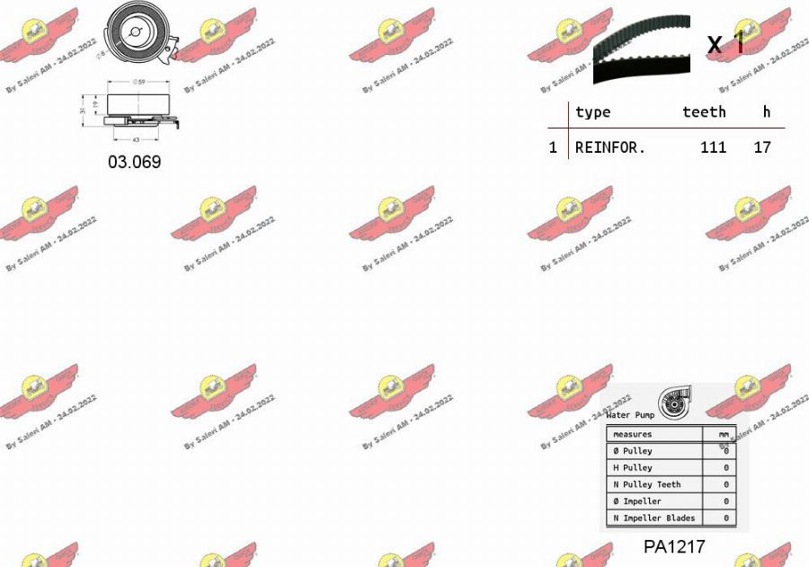 Autokit 04.5004PA2 - Водна помпа+ к-кт ангренажен ремък vvparts.bg