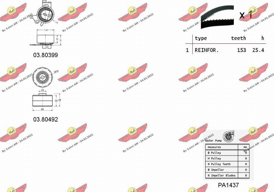 Autokit 04.5137PA - Водна помпа+ к-кт ангренажен ремък vvparts.bg