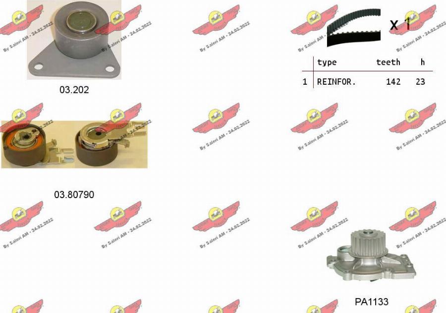 Autokit 04.5343PA - Водна помпа+ к-кт ангренажен ремък vvparts.bg