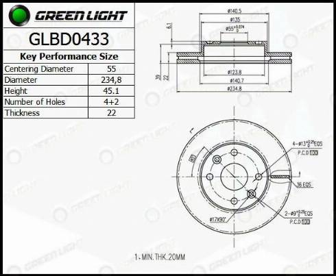 AutomotiveAdriado GLBD0433 - Спирачен диск vvparts.bg