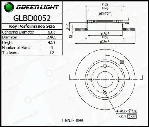 AutomotiveAdriado GLBD0052 - Спирачен диск vvparts.bg