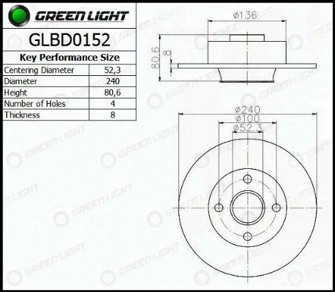 AutomotiveAdriado GLBD0152 - Спирачен диск vvparts.bg