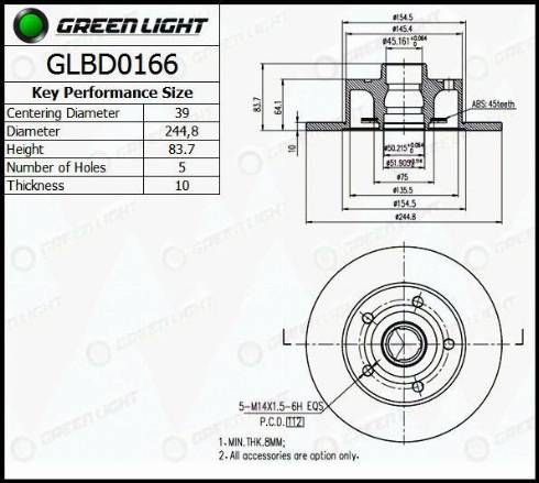 AutomotiveAdriado GLBD0166 - Спирачен диск vvparts.bg