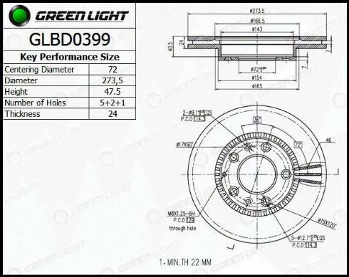 AutomotiveAdriado GLBD0399 - Спирачен диск vvparts.bg