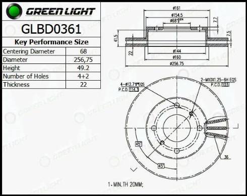 AutomotiveAdriado GLBD0361 - Спирачен диск vvparts.bg