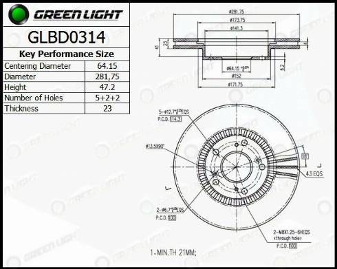 AutomotiveAdriado GLBD0314 - Спирачен диск vvparts.bg