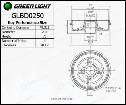 AutomotiveAdriado GLBD0250 - Спирачен барабан vvparts.bg