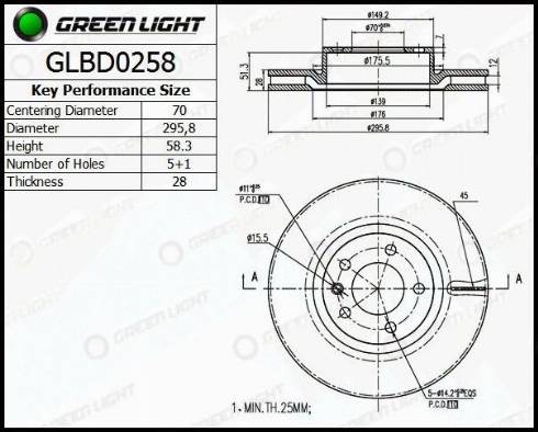 AutomotiveAdriado GLBD0258 - Спирачен диск vvparts.bg