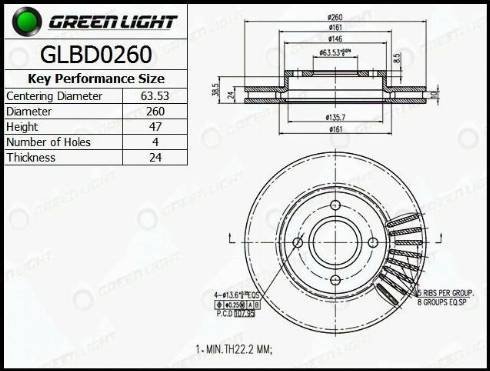 AutomotiveAdriado GLBD0260 - Спирачен диск vvparts.bg