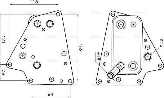 Ava Quality Cooling OL3748 - Маслен радиатор, двигателно масло vvparts.bg