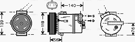 Ava Quality Cooling OL K463 - Компресор, климатизация vvparts.bg