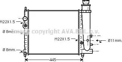 Ava Quality Cooling PE 2078 - Радиатор, охлаждане на двигателя vvparts.bg