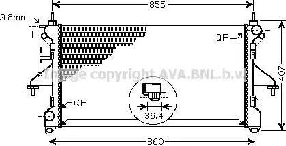 Ava Quality Cooling PE 2304 - Радиатор, охлаждане на двигателя vvparts.bg