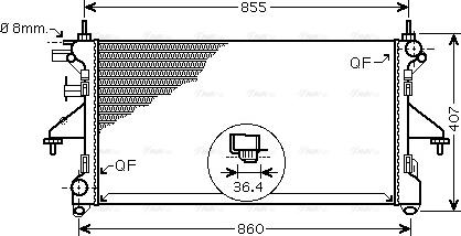 Ava Quality Cooling PE 2305 - Радиатор, охлаждане на двигателя vvparts.bg