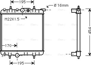 Ava Quality Cooling PE 2243 - Радиатор, охлаждане на двигателя vvparts.bg