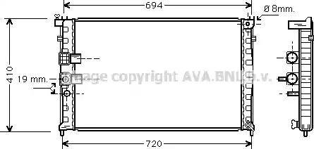 Ava Quality Cooling PE 2232 - Радиатор, охлаждане на двигателя vvparts.bg