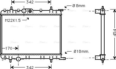 Ava Quality Cooling PEA2206 - Радиатор, охлаждане на двигателя vvparts.bg