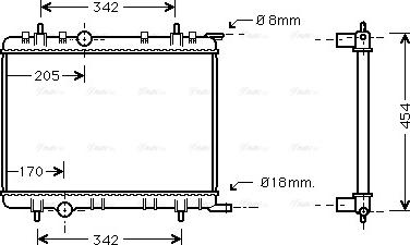 Ava Quality Cooling PEA2221 - Радиатор, охлаждане на двигателя vvparts.bg