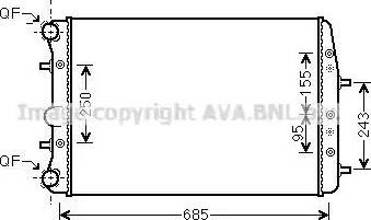 Ava Quality Cooling VW2374 - Радиатор, охлаждане на двигателя vvparts.bg