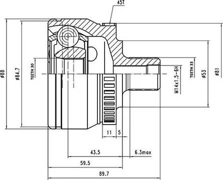 Aywiparts AW1510013A - Каре комплект, полуоска vvparts.bg