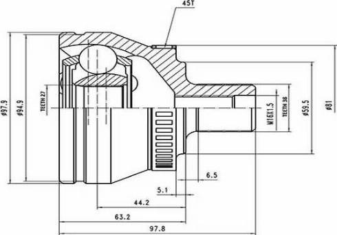 Aywiparts AW1510162A - Каре комплект, полуоска vvparts.bg