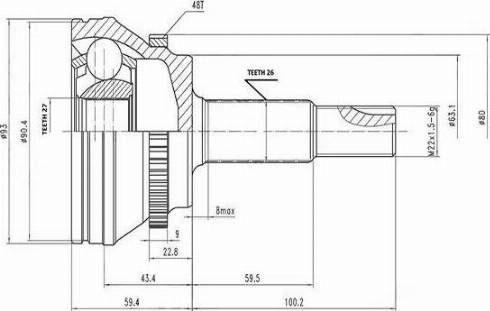 Aywiparts AW1510357A - Каре комплект, полуоска vvparts.bg