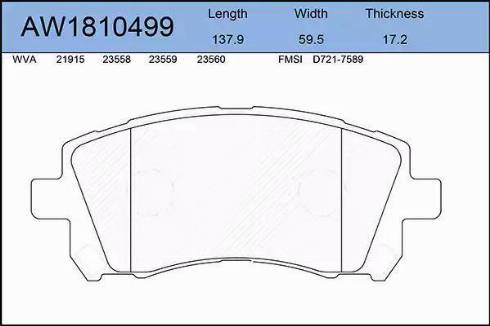 Aywiparts AW1810499 - Комплект спирачно феродо, дискови спирачки vvparts.bg