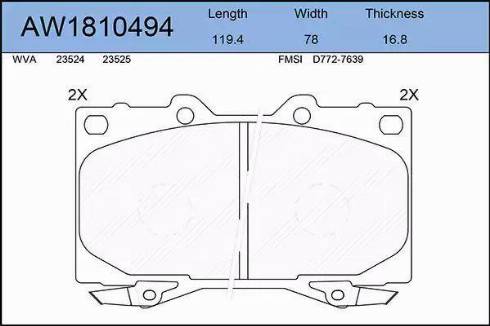 Aywiparts AW1810494 - Комплект спирачно феродо, дискови спирачки vvparts.bg