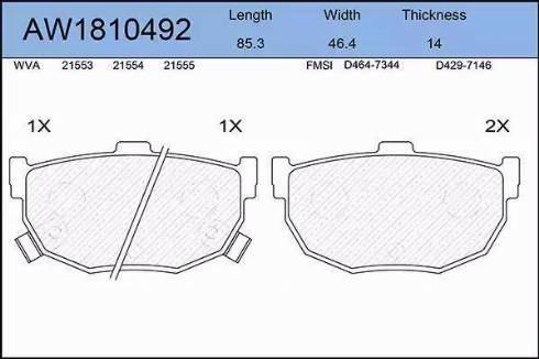 Aywiparts AW1810492 - Комплект спирачно феродо, дискови спирачки vvparts.bg