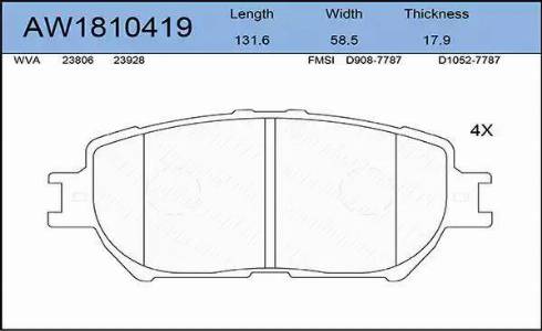 Aywiparts AW1810419 - Комплект спирачно феродо, дискови спирачки vvparts.bg