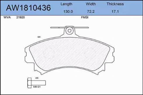 Aywiparts AW1810436 - Комплект спирачно феродо, дискови спирачки vvparts.bg