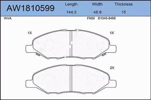 Aywiparts AW1810599 - Комплект спирачно феродо, дискови спирачки vvparts.bg