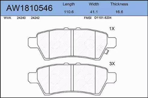 Aywiparts AW1810546 - Комплект спирачно феродо, дискови спирачки vvparts.bg