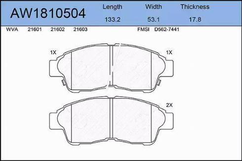 Aywiparts AW1810504 - Комплект спирачно феродо, дискови спирачки vvparts.bg