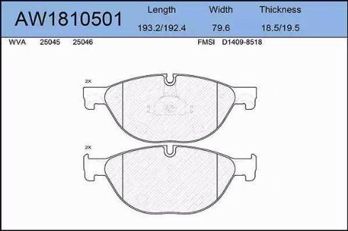 Aywiparts AW1810501 - Комплект спирачно феродо, дискови спирачки vvparts.bg