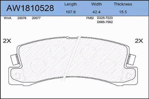 Aywiparts AW1810528 - Комплект спирачно феродо, дискови спирачки vvparts.bg