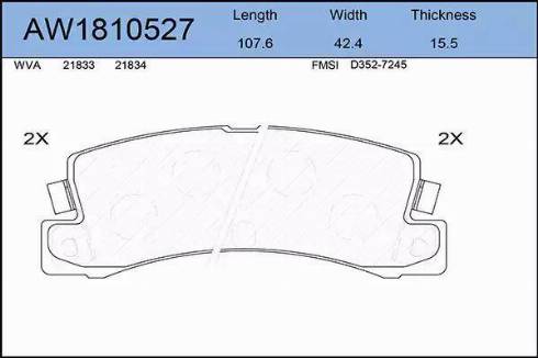 Aywiparts AW1810527 - Комплект спирачно феродо, дискови спирачки vvparts.bg